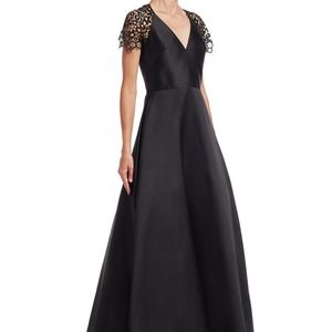 ML Monique Lhuillier Lace Sleeve A-Line Gown